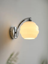 Hardwired E26 glass globe wall sconce in a gold and white finish, view 17