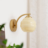 Frosted glass wall sconce with a chrome arm and round plate, view 21