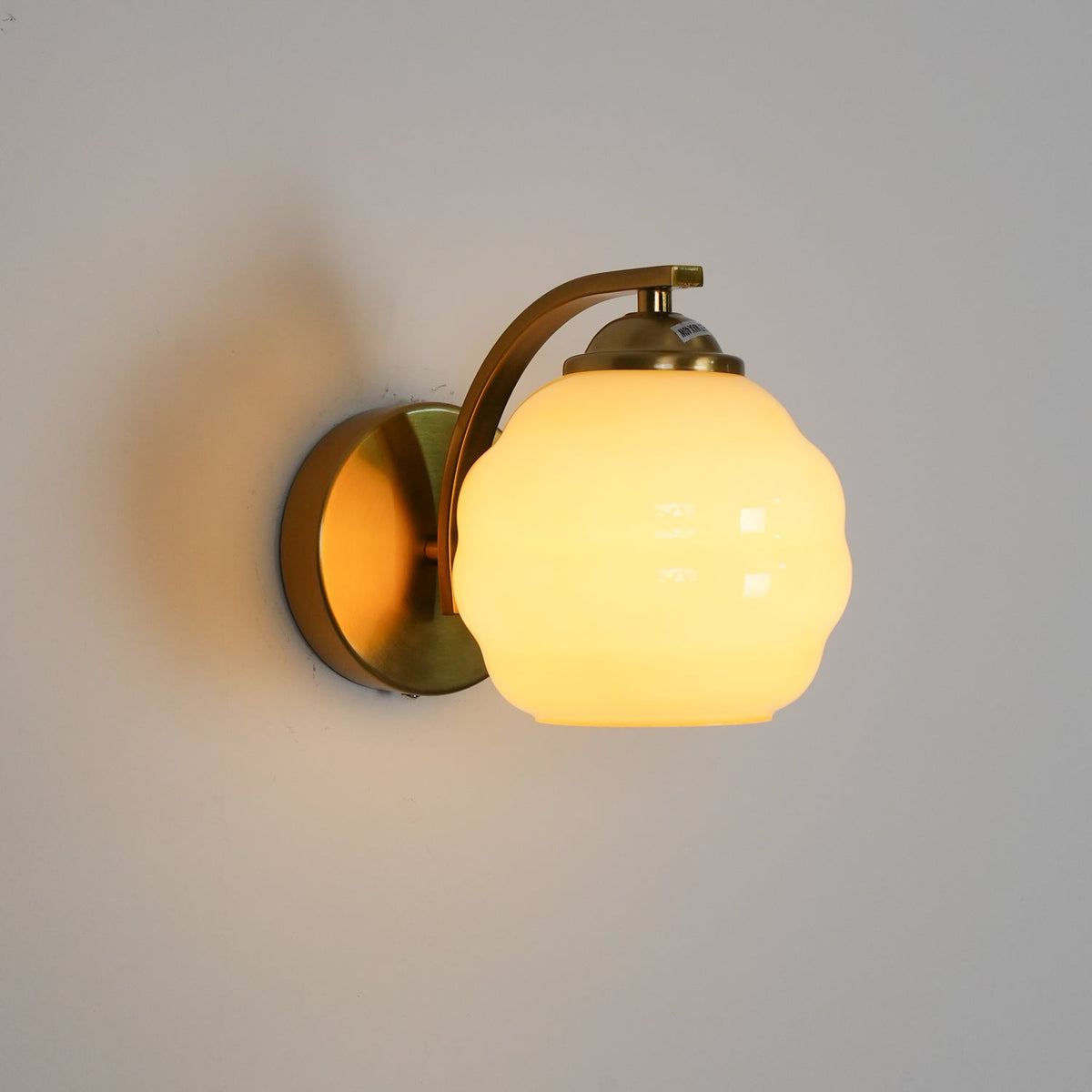 Art Deco wall sconce, 5.9 inch diameter opal glass globe shade, view 22
