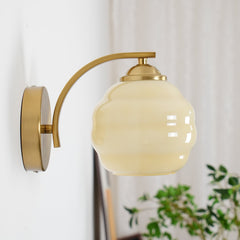 Indoor wall sconce with an iron body and opal glass globe, view 24