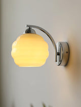 Opal glass globe sconce on a round backplate, gold finish, view 26