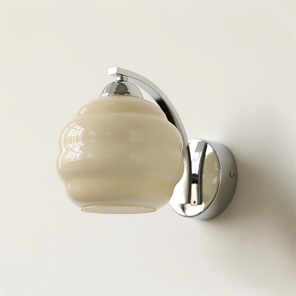 Art Deco wall sconce, 5.9 inch diameter opal glass globe shade, view 28