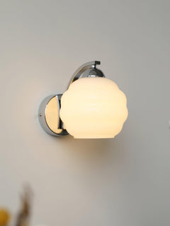 Hardwired E26 glass globe wall sconce in a gold and white finish, view 35