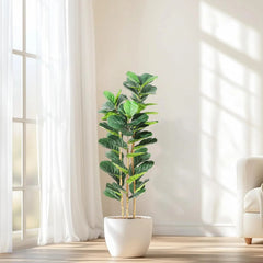 Artificial Fiddle Leaf Fig Tree - Lush Indoor Décor Faux Plant - Faux Indoor Plants - Hurbane Home