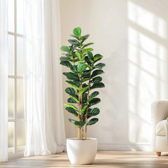 Artificial Fiddle Leaf Fig Tree - Lush Indoor Décor Faux Plant - Faux Indoor Plants - Hurbane Home