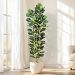 Artificial Fiddle Leaf Fig Tree - Lush Indoor Décor Faux Plant - Faux Indoor Plants - Hurbane Home