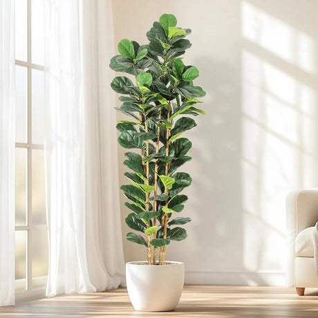 Artificial Fiddle Leaf Fig Tree - Lush Indoor Décor Faux Plant - Faux Indoor Plants - Hurbane Home