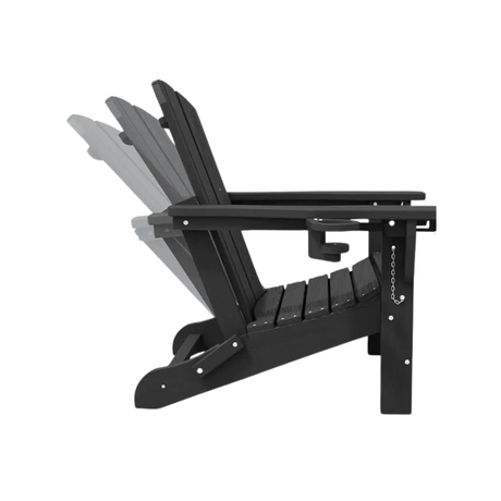 portable adirondack chair folded for compact outdoor storage