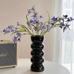 Bamboo Black Vase - Tall Ceramic for Elegant Home Decor & Flower Display - Tall Ceramic Vase - Hurbane Home