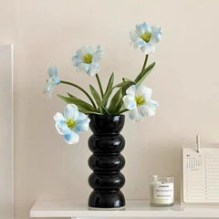 Bamboo Black Vase - Tall Ceramic for Elegant Home Decor & Flower Display - Tall Ceramic Vase - Hurbane Home