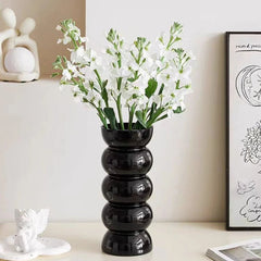 Bamboo Black Vase - Tall Ceramic for Elegant Home Decor & Flower Display - Tall Ceramic Vase - Hurbane Home