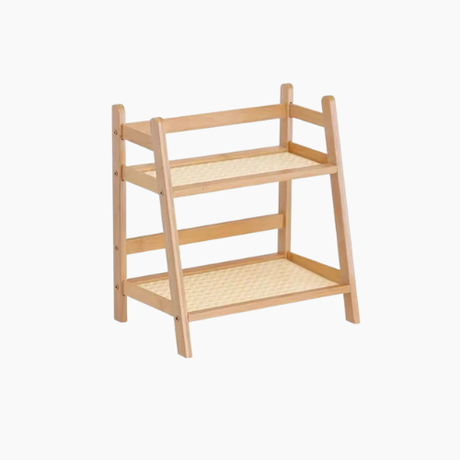 Bamboo countertop organizer with 2-layer storage for coffee cups