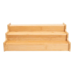 Bamboo Spice Rack – Expandable 3 - Tier Step Shelf Countertop Organizer - Hurbane Home