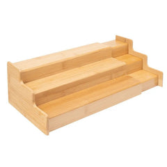 Bamboo Spice Rack – Expandable 3 - Tier Step Shelf Countertop Organizer - Hurbane Home