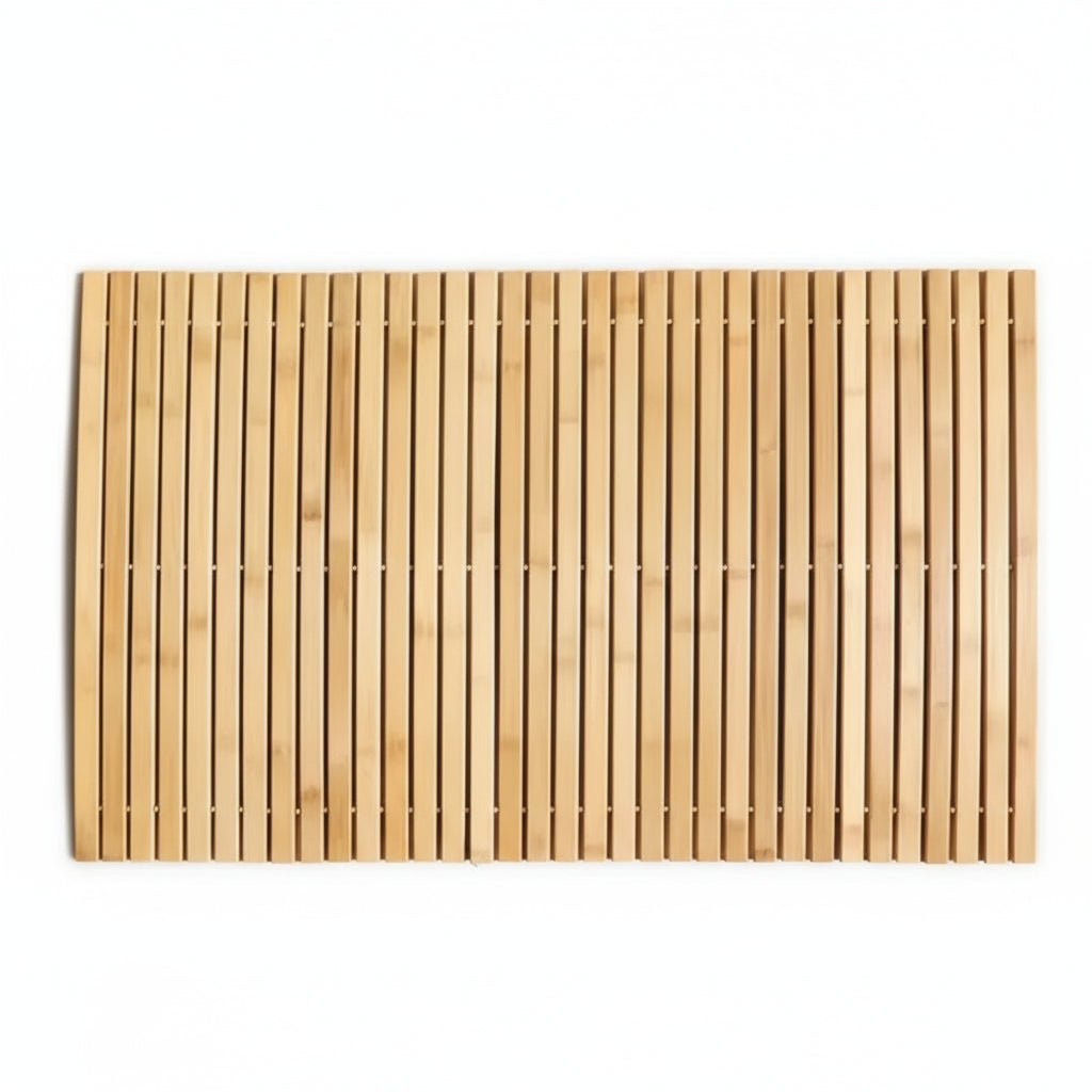 Bamboo Wood Bath Mat - Non - Slip Design for Spa - Like Bathroom Experience - Wooden Bath Mat - Hurbane Home