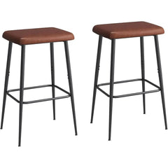 Bar Stools – Set of 2 Counter Height Industrial Brown PU - Counter Bar Stools - Hurbane Home