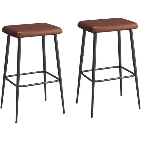 Bar Stools – Set of 2 Counter Height Industrial Brown PU - Counter Bar Stools - Hurbane Home