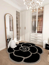 Bathroom Rug Non Slip – Camellia Crystal Velvet Absorbent Round Floor Mat - Hurbane Home