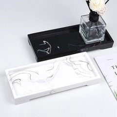 Bathroom Storage Tray - Elegant Marble Design for Jewelry and Toiletries - Marble Bathroom Tray - Hurbane Home