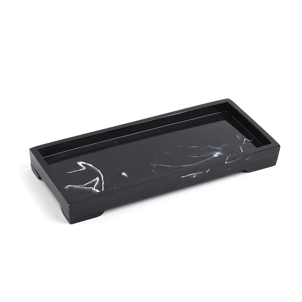 Bathroom Storage Tray - Elegant Marble Design for Jewelry and Toiletries - Marble Bathroom Tray - Hurbane Home