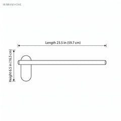 Line drawing of the bar, 23.5 in long and 6.5 in high