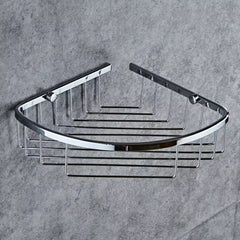 bathroom wall storage rack installed in shower corner