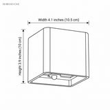 Line drawing of the cube wall sconce with width and height labels