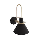 Black cone sconce photographed straight on against a white background