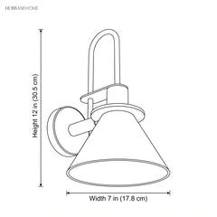 Line drawing of the sconce with height 12 in and width 7 in marked