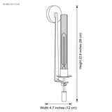 Line drawing showing 22.8 in height and 4.7 in width for the sconce