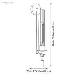 Line drawing showing 22.8 in height and 4.7 in width for the sconce