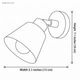 Line drawing of the bell shade sconce with width and height labels