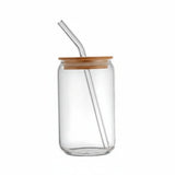 Beer Can Glass Cup with Bamboo Lid – Perfect for Iced Tea Enthusiasts - Ice Tea Glass - Hurbane Home