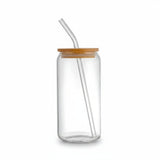 Beer Can Glass Cup with Bamboo Lid – Perfect for Iced Tea Enthusiasts - Ice Tea Glass - Hurbane Home