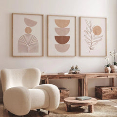 Beige Abstract Wall Art – Modern Plant Canvas Wall Décor Set - Hurbane Home