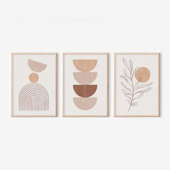 Beige Abstract Wall Art – Modern Plant Canvas Wall Décor Set - Hurbane Home