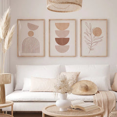 Beige Abstract Wall Art – Modern Plant Canvas Wall Décor Set - Hurbane Home