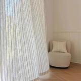 Beige Linen Curtain Panels – Gauze Semi - Sheer Window Drapes for Home - Hurbane Home