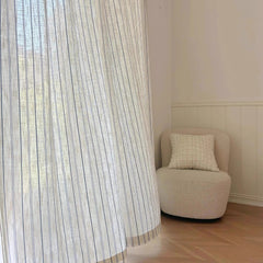 Beige Linen Curtain Panels – Gauze Semi - Sheer Window Drapes for Home - Hurbane Home