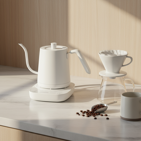 Best Gooseneck Kettle Temperature Control - Precision Pour - Over Coffee Maker - Ceramic Electric Kettle - Hurbane Home