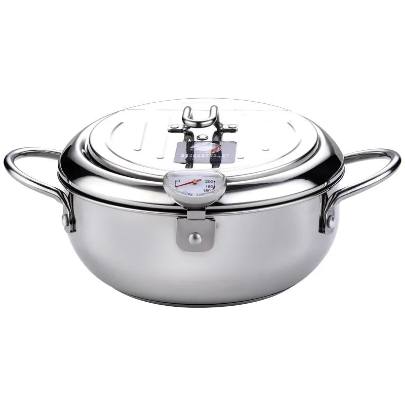 Best Pots for Deep Frying - Japanese Fry Pot with Thermometer for Precision Cooking - Deep Frying Pan - Hurbane Home