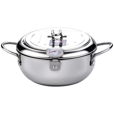Best Pots for Deep Frying - Japanese Fry Pot with Thermometer for Precision Cooking - Deep Frying Pan - Hurbane Home