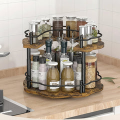 Best Spice Rack Organizer - 360 Rotating Countertop Spice Rack with Jars for Kitchens - Rotating Spice Rack - Hurbane Home