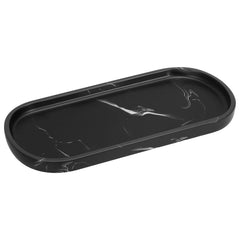 Black Ceramic Vanity Tray - Marble Bathroom Organizer with Elegant Design - Marble Bathroom Tray - Hurbane Home