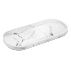 Black Ceramic Vanity Tray - Marble Bathroom Organizer with Elegant Design - Marble Bathroom Tray - Hurbane Home