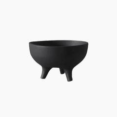 Black Ceramic Vase – Modern Tripod Flower Pot Fruit Bowl Decor - Hurbane Home
