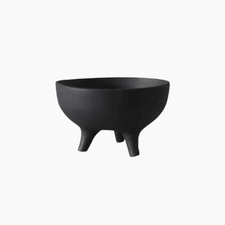 Black Ceramic Vase – Modern Tripod Flower Pot Fruit Bowl Decor - Hurbane Home