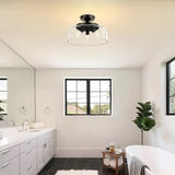 Black clear glass semi flush mount ceiling light