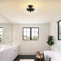 Black clear glass semi flush mount ceiling light