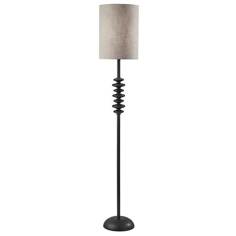 Beatrice Matte Black Floor Lamp with Textured Drum Shade